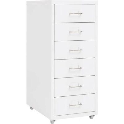 Décoshop26 - DEC024568 - Blanc 6 tiroirs métal armoire - Publicité Décoshop26 - DEC024568 - Blanc 6 tiroirs métal armoire - Publicité