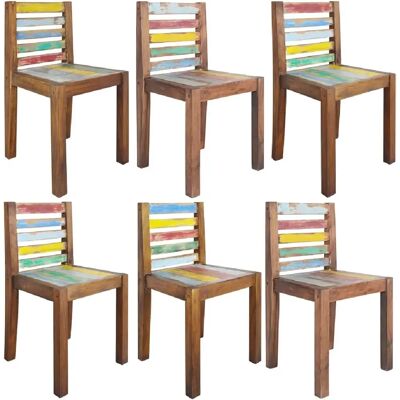 DECOSHOP26 - DEC025679 - Bois récupéré multicolore - chaises de salle à manger - Publicité DECOSHOP26 - DEC025679 - Bois récupéré multicolore - chaises de salle à manger - Publicité