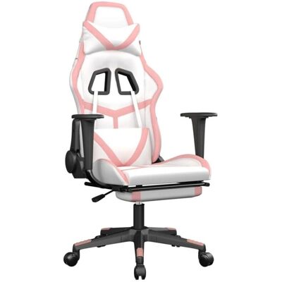 DECOSHOP26 - DEC025832 - Blanco Rosa - PVC - Gaming Chair DECOSHOP26 - DEC025832 - Blanco Rosa - PVC - Gaming Chair