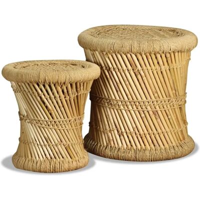 Décoshop26 - DEC026402 - Bamboo & Jute - Marron - Pouf set - Publicité Décoshop26 - DEC026402 - Bamboo & Jute - Marron - Pouf set - Publicité