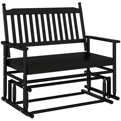 DECOSHOP26 - DEC028718 - 118 x 70 x 104,5 cm - Madera de álamo negro - Banco mecedora de jardín DECOSHOP26 - DEC028718 - 118 x 70 x 104,5 cm - Madera de álamo negro - Banco mecedora de jardín