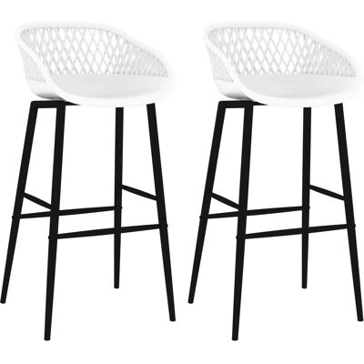 DECOSHOP26 - DEC029330 - Blanco - Asiento PP patas metal - Taburetes de bar DECOSHOP26 - DEC029330 - Blanco - Asiento PP patas metal - Taburetes de bar