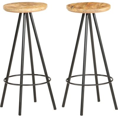 DECOSHOP26 - DEC029636 - Madera de mango - Base de hierro - Taburete DECOSHOP26 - DEC029636 - Madera de mango - Base de hierro - Taburete