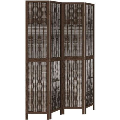 DÉCOSHOP26 - DEC030893 - Marrón oscuro - 4 paneles - Separador de ambientes DÉCOSHOP26 - DEC030893 - Marrón oscuro - 4 paneles - Separador de ambientes