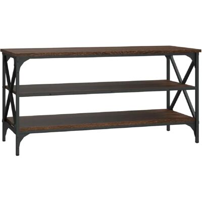 Décoshop26 - DEC031434 - Madera contrachapada marrón - Marco de hierro - Mueble de TV Décoshop26 - DEC031434 - Madera contrachapada marrón - Marco de hierro - Mueble de TV
