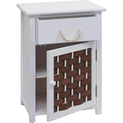 Décoshop26 - Cómoda multiusos - 55x39,5x28,5 cm - poliratán madera marrón blanco - cómoda Décoshop26 - Cómoda multiusos - 55x39,5x28,5 cm - poliratán madera marrón blanco - cómoda