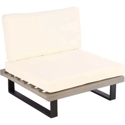 Décoshop26 - 040006846 - gris - madera de acacia + aluminio - cojín blanco crema - Sillón de jardín Décoshop26 - 040006846 - gris - madera de acacia + aluminio - cojín blanco crema - Sillón de jardín
