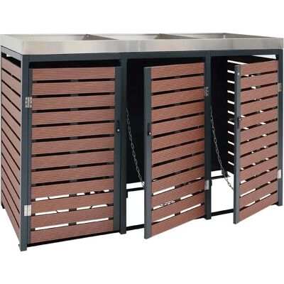 Décoshop26 - 040007028 - madera nogal - 80-240 L - cobertizo para cubos de basura Décoshop26 - 040007028 - madera nogal - 80-240 L - cobertizo para cubos de basura