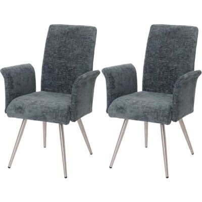 Décoshop26 040007309 Acero inoxidable cepillado azul-verde chenilla silla de comedor Décoshop26 040007309 Acero inoxidable cepillado azul-verde chenilla silla de comedor
