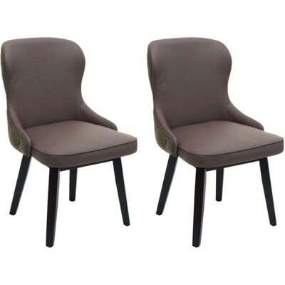 DÉCOSHOP26 - 2 sillas comedor tapizadas - Gris verdoso - Madera oscura - Dining chairs DÉCOSHOP26 - 2 sillas comedor tapizadas - Gris verdoso - Madera oscura - Dining chairs