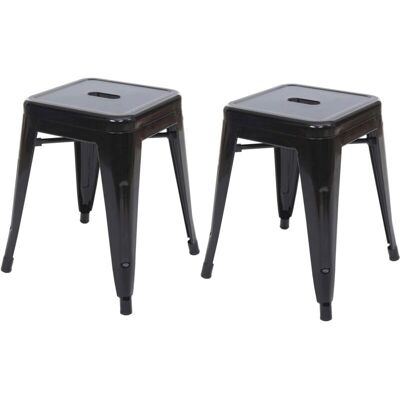 DÉCOSHOP26 - Taburetes apilables 2 - Negro - Metal - Taburete DÉCOSHOP26 - Taburetes apilables 2 - Negro - Metal - Taburete