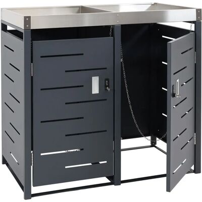 Décoshop26 - GC-110-115-62 - 110x115x62 cm - Acier inoxydable et métal - Abri pour poubelles - Publicité Décoshop26 - GC-110-115-62 - 110x115x62 cm - Acier inoxydable et métal - Abri pour poubelles - Publicité