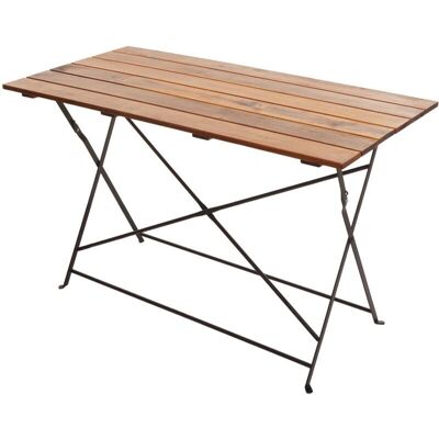 DÉCOSHOP26 - 120x60 acacia - Madera de acacia - Bastidor de acero marrón - Mesa de jardín DÉCOSHOP26 - 120x60 acacia - Madera de acacia - Bastidor de acero marrón - Mesa de jardín