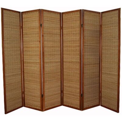 DÉCOSHOP26 PAR06069 marrón madera y bambú 6-panel Separador de ambiente DÉCOSHOP26 PAR06069 marrón madera y bambú 6-panel Separador de ambiente