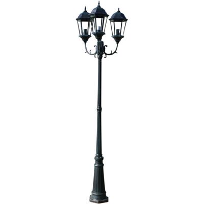 Helloshop26 Lámpara de pie exterior triple 230 cm verde negro Helloshop26 Lámpara de pie exterior triple 230 cm verde negro