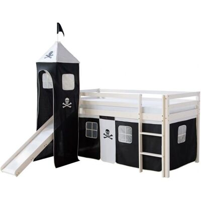 MOBIKASA Cama Alta para Niños con Tobogán y Escalera - Cama Infantil MOBIKASA Cama Alta para Niños con Tobogán y Escalera - Cama Infantil