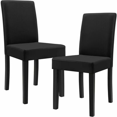 Helloshop26 - Set di 2 sedie imbottite - Nero - Gambe in legno - Chair Helloshop26 - Set di 2 sedie imbottite - Nero - Gambe in legno - Chair