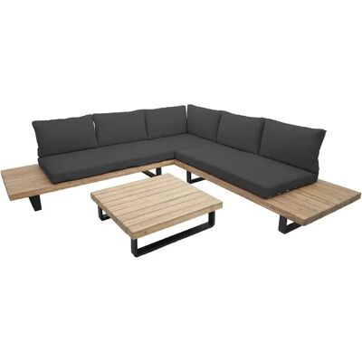 Decoshop26 - 04_0003578 - Cojines gris oscuro - Armazón de madera de acacia - Garden furniture set Decoshop26 - 04_0003578 - Cojines gris oscuro - Armazón de madera de acacia - Garden furniture set