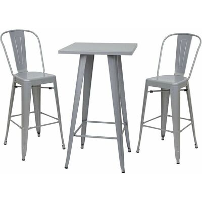 Décoshop26 - TAB04010 - Gris - Conjunto de mesa alta Décoshop26 - TAB04010 - Gris - Conjunto de mesa alta