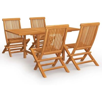 HELLOSHOP26 - Conjunto de Jardín de Teca - Mesa Extensible y Sillas Plegables HELLOSHOP26 - Conjunto de Jardín de Teca - Mesa Extensible y Sillas Plegables