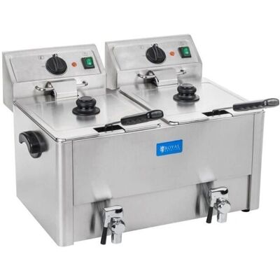 Helloshop26 - Friggitrice in acciaio inox 2 cestelli 13L con cestello rimovibile & timer - Professionale Helloshop26 - Friggitrice in acciaio inox 2 cestelli 13L con cestello rimovibile & timer - Professionale