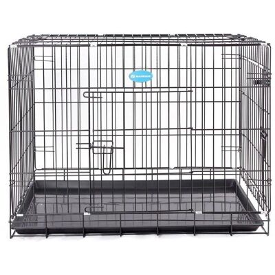 Helloshop26 - Gabbia pieghevole nera per cani L Helloshop26 - Gabbia pieghevole nera per cani L