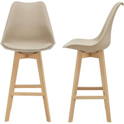 Mobikasa Dos Taburetes de Haya - Tapizados, Beige, 105cm Mobikasa Dos Taburetes de Haya - Tapizados, Beige, 105cm