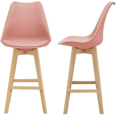 Conjunto de 2 taburetes de bar rosas con cuero sintético MOBIKASA Conjunto de 2 taburetes de bar rosas con cuero sintético MOBIKASA
