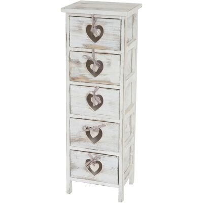 DECOSHOP26 - 5 cajones - Blanco - Madera de Paulownia - Cómoda DECOSHOP26 - 5 cajones - Blanco - Madera de Paulownia - Cómoda
