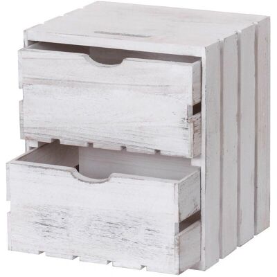 Mesita de noche vintage de madera Décoshop26 2 cajones 36x32x26cm blanca Mesita de noche vintage de madera Décoshop26 2 cajones 36x32x26cm blanca