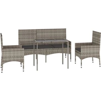 HELLOSHOP26 Conjunto de Muebles de Jardín - 4 Piezas Resina Gris HELLOSHOP26 Conjunto de Muebles de Jardín - 4 Piezas Resina Gris