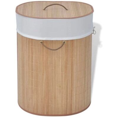 HELLOSHOP26 - Bamboo oval laundry basket 45x35x60 cm - Natural - Cesta de ropa HELLOSHOP26 - Bamboo oval laundry basket 45x35x60 cm - Natural - Cesta de ropa
