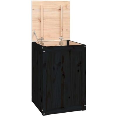 HELLOSHOP26 - Cesta de ropa de pino macizo - Gran espacio - Negro HELLOSHOP26 - Cesta de ropa de pino macizo - Gran espacio - Negro