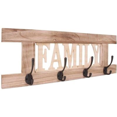 DÉCOSHOP26 - MED04063 - madera envejecida - 4 ganchos - perchero de pared DÉCOSHOP26 - MED04063 - madera envejecida - 4 ganchos - perchero de pared