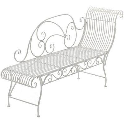 Décoshop26 MDJ10190 - Banc de jardin fer forgé blanc vieilli - Publicité Décoshop26 MDJ10190 - Banc de jardin fer forgé blanc vieilli - Publicité
