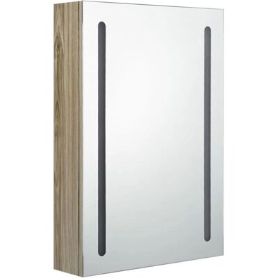 Helloshop26 - Gabinete baño con espejo LED 50x13x70 cm - Roble MDF Helloshop26 - Gabinete baño con espejo LED 50x13x70 cm - Roble MDF