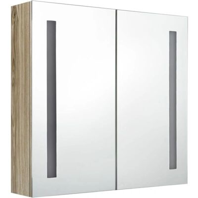 HelloShop26 - Gabinete de espejo LED - Roble - 62x14x60 cm - Gabinete de baño HelloShop26 - Gabinete de espejo LED - Roble - 62x14x60 cm - Gabinete de baño