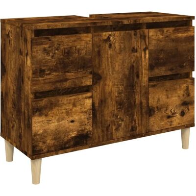 HelloShop26 - Mueble lavabo 80x33x60 roble ahumado HelloShop26 - Mueble lavabo 80x33x60 roble ahumado