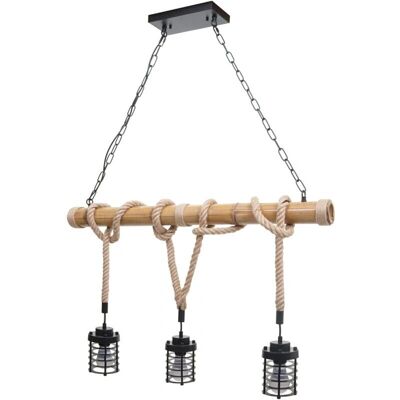 DÉCOSHOP26 - 040004045 - Negro - 3 - Cuerda de bambú - Lámpara colgante DÉCOSHOP26 - 040004045 - Negro - 3 - Cuerda de bambú - Lámpara colgante