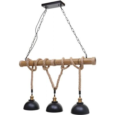 DÉCOSHOP26 - 3-Luz Cúpula - Cuerda de bambú - Negro - Lámpara colgante DÉCOSHOP26 - 3-Luz Cúpula - Cuerda de bambú - Negro - Lámpara colgante