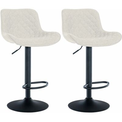 DÉCOSHOP26 - TDB10612 - cream fabric upholstery - height adjustable - bar stools DÉCOSHOP26 - TDB10612 - cream fabric upholstery - height adjustable - bar stools