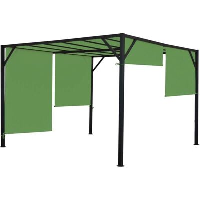 DÉCOSHOP26 Pérgola - Verde - Techo corredizo ajustable - Pérgola DÉCOSHOP26 Pérgola - Verde - Techo corredizo ajustable - Pérgola