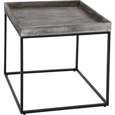 Decoshop26 - MED04077 - Dark gray paulownia - Mesa auxiliar Decoshop26 - MED04077 - Dark gray paulownia - Mesa auxiliar