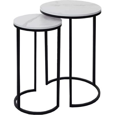 DÉCOSHOP26 - TAB04014 - Mármol blanco-negro - Mesa DÉCOSHOP26 - TAB04014 - Mármol blanco-negro - Mesa