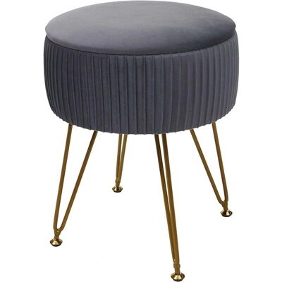 DÉCOSHOP26 - TABO04012 - Light gray velvet - Gold frame - Stool DÉCOSHOP26 - TABO04012 - Light gray velvet - Gold frame - Stool