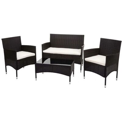 DÉCOSHOP26 Ensemble de Mobilier de Jardin - Marron, Polyrotin, Coussins crème - Mobilier de jardin - Publicité DÉCOSHOP26 Ensemble de Mobilier de Jardin - Marron, Polyrotin, Coussins crème - Mobilier de jardin - Publicité