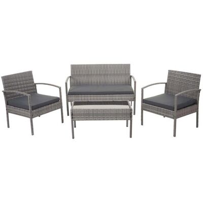 Ensemble de Mobilier de Jardin Décoshop26 - Polyrotin Gris, Coussins - Publicité Ensemble de Mobilier de Jardin Décoshop26 - Polyrotin Gris, Coussins - Publicité