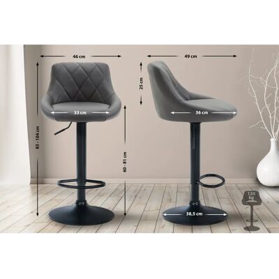 DÉCOSHOP26 Sgabello da bar grigio girevole - Altezza regolabile & Poggiapiedi in metallo DÉCOSHOP26 Sgabello da bar grigio girevole - Altezza regolabile & Poggiapiedi in metallo