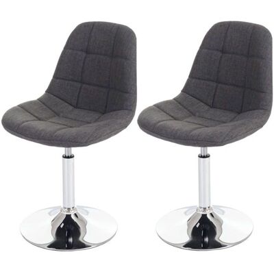 Sillas de comedor en tela gris claro con base giratoria cromada - Sillas de comedor Sillas de comedor en tela gris claro con base giratoria cromada - Sillas de comedor