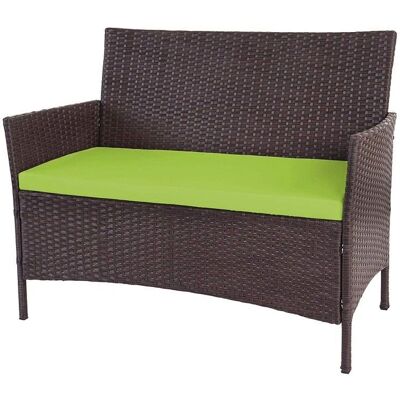 Décoshop26 Banco de jardín - Polirratán marrón - Cojín verde - 83cm Alto Décoshop26 Banco de jardín - Polirratán marrón - Cojín verde - 83cm Alto